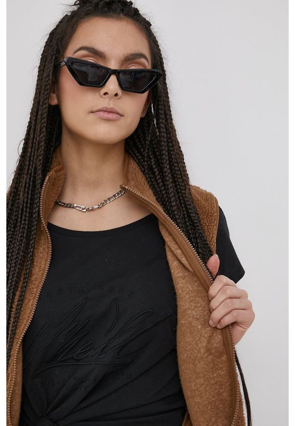 only - Only Kamizelka damska kolor brązowy. Okazja: na co dzień. Kolor: brązowy. Styl: casual