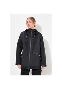 ULLA POPKEN - Damskie Kurtka funkcyjna wodoodporna dwukierunkowy zamek błyskawiczny odblask. Kolekcja: plus size. Kolor: czarny. Materiał: poliester, materiał. Sport: turystyka piesza #1