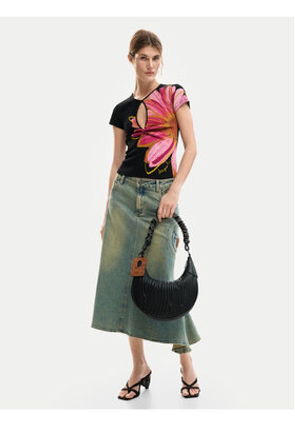 Desigual T-Shirt Dublin 26SWTK05 Czarny Regular Fit. Kolor: czarny. Materiał: bawełna