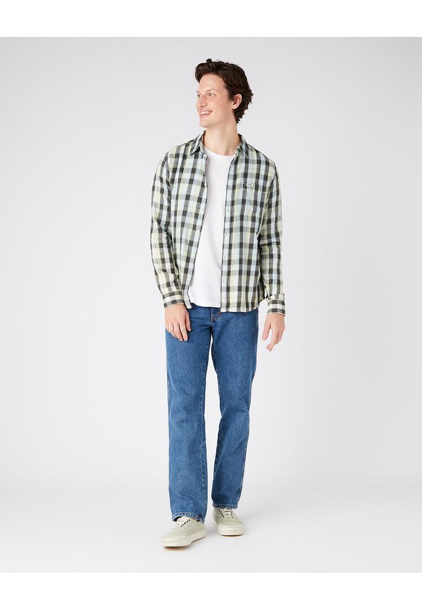 Wrangler - WRANGLER SHACKET MĘSKA KOSZULA W KRATĘ DŁUGI RĘKAW 112146099. Długość rękawa: długi rękaw. Długość: długie