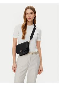 TOMMY HILFIGER - Tommy Hilfiger Torebka Th Logotape Saddle Bag AW0AW17184 Czarny. Kolor: czarny. Materiał: skórzane #4