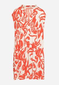 Born2be - Pomarańczowa Bawełniana Sukienka z Abstrakcyjnym Wzorem Lioraia. Okazja: na co dzień. Typ kołnierza: dekolt w kształcie V. Kolor: pomarańczowy. Materiał: bawełna. Długość rękawa: krótki rękaw. Typ sukienki: proste. Styl: casual, elegancki #5