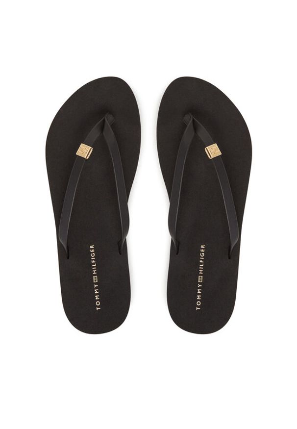 TOMMY HILFIGER - Tommy Hilfiger Japonki Elevated Chic Beach Sandal FW0FW08523 Czarny. Kolor: czarny. Materiał: skóra