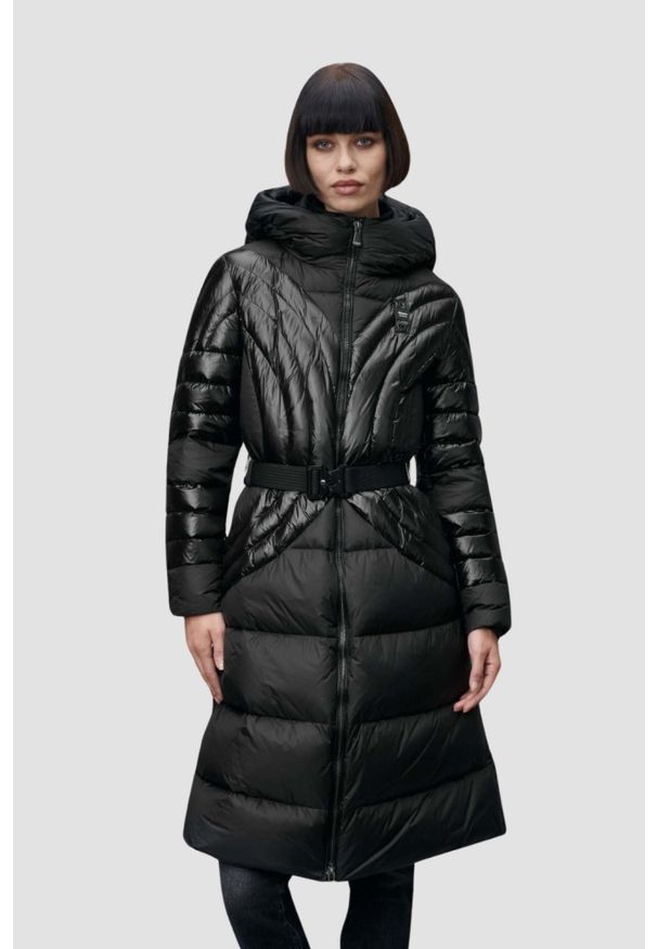 Blauer USA - BLAUER Czarny damski płaszcz Quincy Raincoat Long Jackets, Rozmiar M. Kolor: czarny. Materiał: puch, poliamid