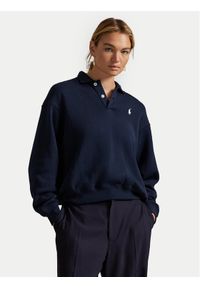 Polo Ralph Lauren Bluza 211971756001 Granatowy Relaxed Fit. Typ kołnierza: polo. Kolor: niebieski. Materiał: bawełna