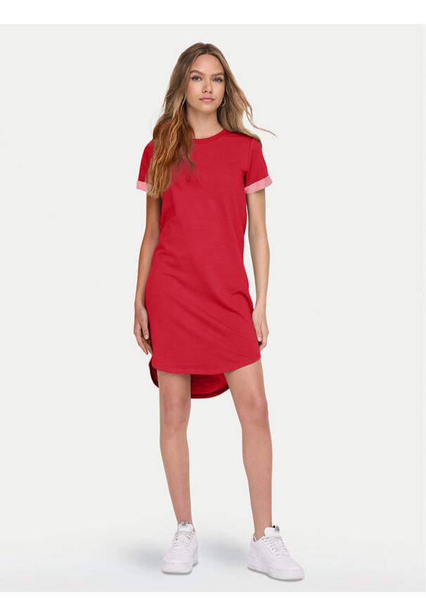 JDY Sukienka codzienna Ivy 15174793 Czerwony Regular Fit. Okazja: na co dzień. Kolor: czerwony. Materiał: bawełna. Typ sukienki: proste. Styl: casual