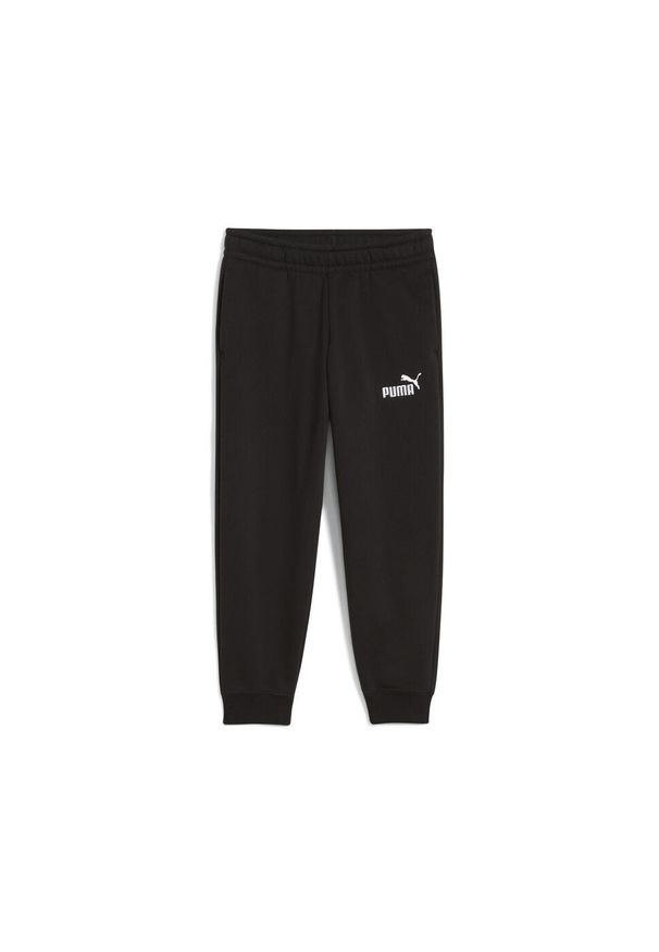 Puma - Dziecięce polarowe spodnie dresowe ESS z logo No. 1 PUMA Black. Kolor: czarny. Materiał: dresówka, polar