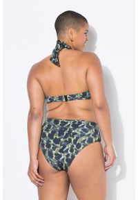 ULLA POPKEN - Damski Top od bikini miękkie miseczki drapowanie na biuście moro. Kolekcja: plus size. Kolor: wielokolorowy, żółty, zielony. Materiał: poliamid, poliester, materiał, elastan. Wzór: moro #2