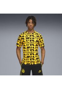 Puma - Męska koszulka przedmeczowa Borussia Dortmund PUMA Faster Yellow Black. Kolor: czarny, wielokolorowy, żółty. Sport: piłka nożna