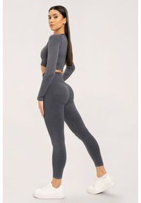 GYM GLAMOUR - Legginsy fitness damskie Gym Glamour sprane. Kolor: szary. Sport: fitness