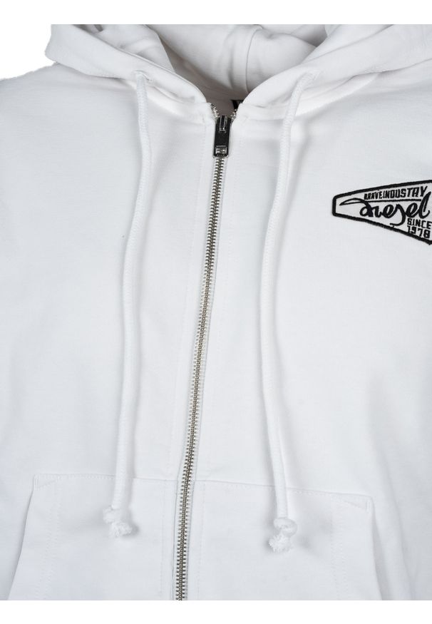 Diesel Bluza "Ginn Hood" | A09040-0HAYT | Mężczyzna | Biały. Okazja: na co dzień. Typ kołnierza: kaptur. Kolor: biały. Materiał: bawełna, poliester. Wzór: aplikacja, jednolity. Styl: sportowy, elegancki, casual