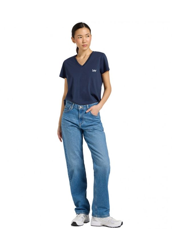 Lee - DAMSKA KOSZULKA LEE V NECK TEE MOOD INDIGO 112371856
