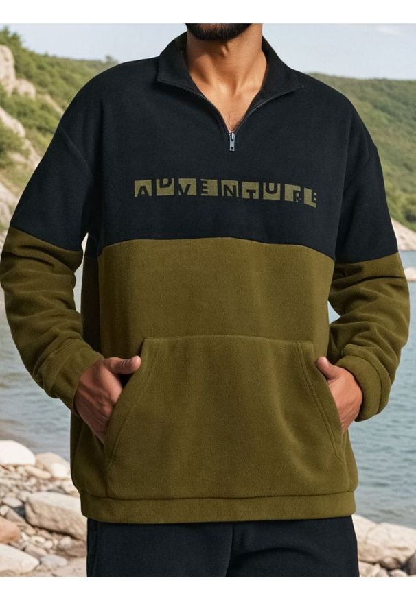 Sinsay - Bluza polarowa - khaki. Kolor: brązowy. Materiał: polar