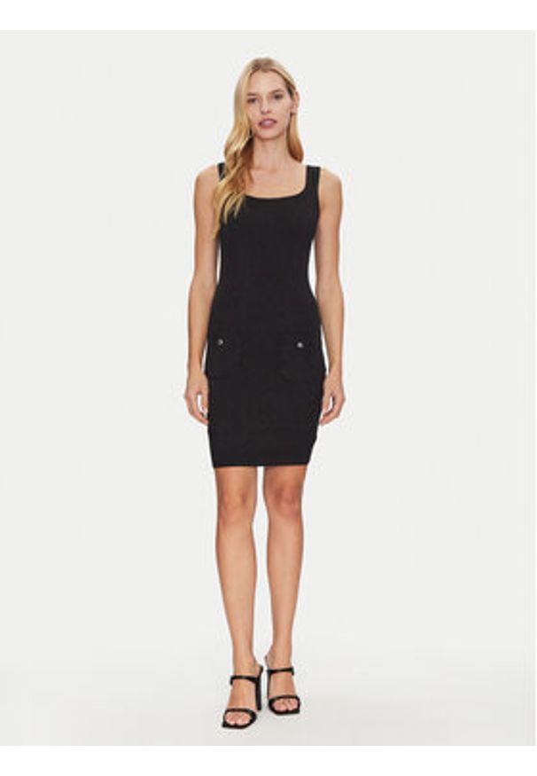 Guess Sukienka dzianinowa W5RK17 Z2YJ2 Czarny Slim Fit. Kolor: czarny. Materiał: wiskoza
