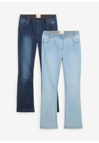 bonprix - Dżinsy z gumką w talii, mid waist (2-pak). Kolor: niebieski