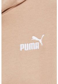 Puma bluza damska kolor beżowy z kapturem z aplikacją. Typ kołnierza: kaptur. Kolor: beżowy. Materiał: materiał. Długość rękawa: długi rękaw. Długość: długie. Wzór: aplikacja #5