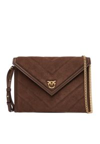 Pinko - PINKO Torebka Flat Purse Handle AI 25-26 PCPL 104820 A2JH Brązowy. Kolor: brązowy. Materiał: skórzane, zamszowe