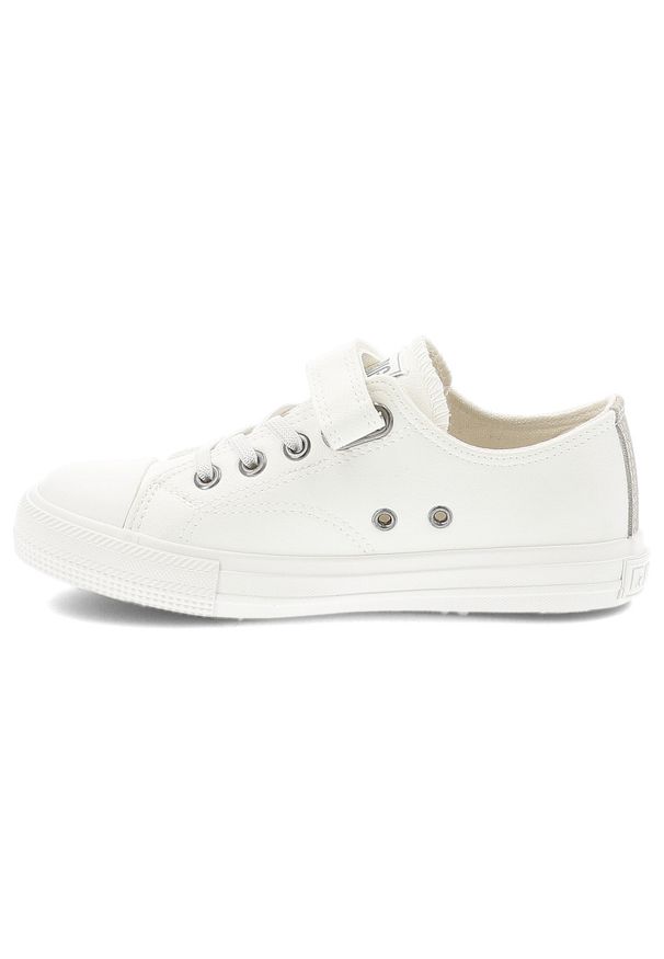 Big-Star - Białe Sneakersy Big Star Sportowe Obuwie Dziecięce. Okazja: na co dzień. Zapięcie: rzepy. Kolor: biały. Materiał: guma, jeans, materiał. Szerokość cholewki: normalna. Sezon: lato