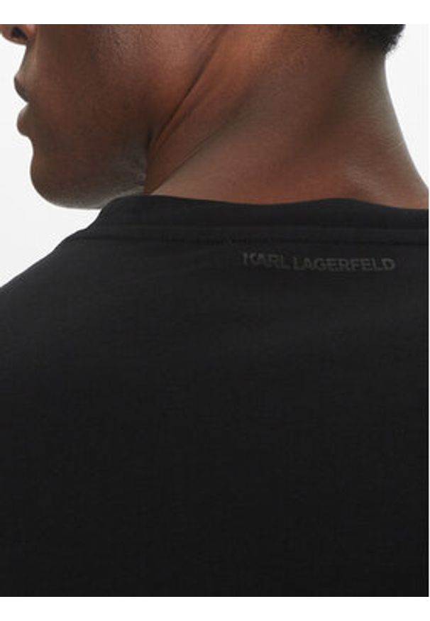 Karl Lagerfeld - KARL LAGERFELD T-Shirt 755076 552251 Czarny Regular Fit. Typ kołnierza: dekolt w karo. Kolor: czarny. Materiał: bawełna