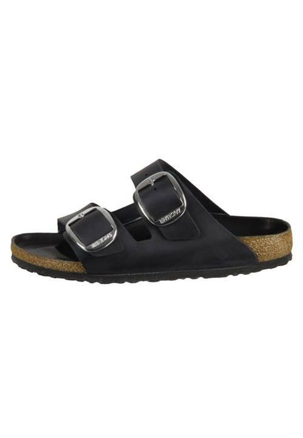 Klapki damskie Birkenstock Arizona Big Buckle. Zapięcie: bez zapięcia. Kolor: czarny. Materiał: guma, materiał, syntetyk. Szerokość cholewki: normalna. Sport: turystyka piesza