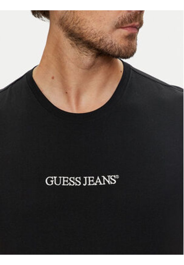 Guess Jeans T-Shirt M4YI52 K8HM0 Czarny Regular Fit. Kolor: czarny. Materiał: bawełna