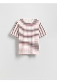 Reserved - Bawełniany t-shirt w paski - wielobarwny. Materiał: bawełna. Wzór: paski
