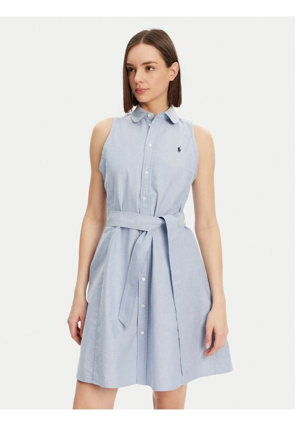 Polo Ralph Lauren Sukienka koszulowa 211906437006 Niebieski Regular Fit. Typ kołnierza: polo. Kolor: niebieski. Materiał: bawełna. Typ sukienki: koszulowe