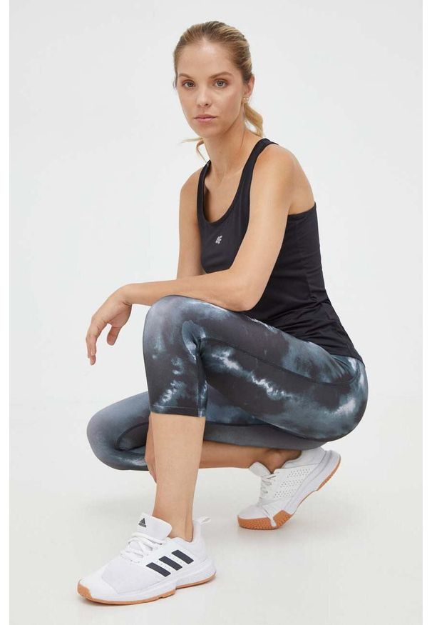 Reebok legginsy treningowe Identity kolor czarny wzorzyste. Kolor: czarny. Materiał: skóra, materiał