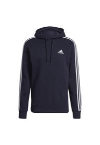 Adidas - Bluza z kapturem adidas Essentials Fleece 3-Stripes, Mężczyźni. Typ kołnierza: kaptur. Kolor: wielokolorowy, biały, niebieski. Materiał: bawełna, materiał