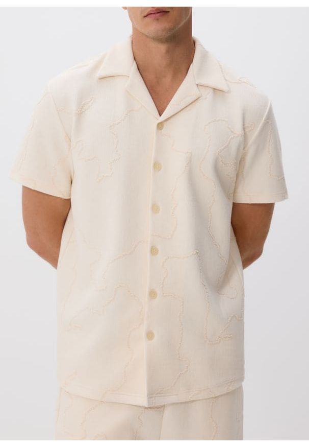 Reserved - Koszula regular fit - złamana biel. Materiał: dzianina, bawełna