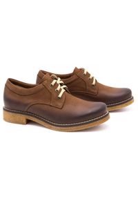 ButBal Buty damskie skórzane półbuty 656B brązowe. Kolor: brązowy. Materiał: skóra #9
