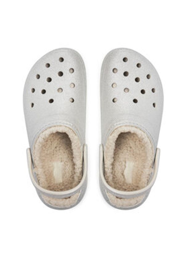 Crocs Klapki Classic Platform Glitter Lined Clog W 210413 Srebrny. Kolor: srebrny. Obcas: na platformie