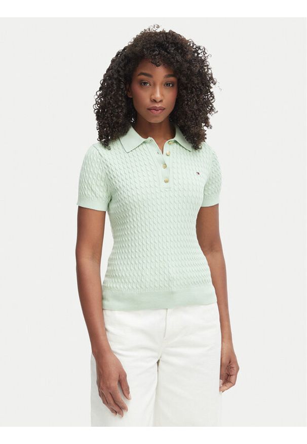 TOMMY HILFIGER - Tommy Hilfiger Sweter WW0WW41474 Zielony Regular Fit. Kolor: zielony. Materiał: bawełna