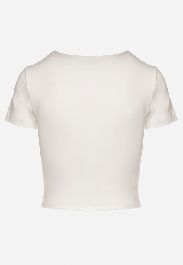 Born2be - Biały T-shirt Krótki z Wiskozą Eframera. Okazja: na co dzień. Kolor: biały. Materiał: wiskoza. Długość: krótkie. Styl: casual, sportowy