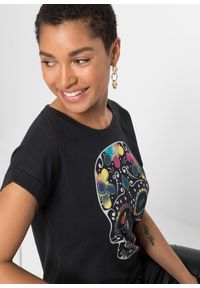 bonprix - T-shirt z miękkiego materiału z domieszką wiskozy. Kolor: czarny. Materiał: materiał, wiskoza. Wzór: nadruk #3