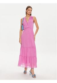 Haveone Sukienka letnia AFF-L010 Fioletowy Regular Fit. Kolor: fioletowy. Materiał: jedwab. Sezon: lato #4