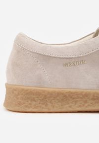 Born2be - Beżowe Zamszowe Półbuty ze Skórzaną Wkładką i Ozdobnymi Przeszyciami Olenos. Okazja: na co dzień. Kolor: beżowy. Materiał: zamsz, skóra. Styl: casual #8