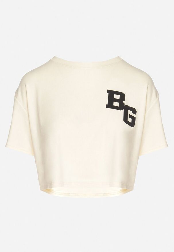 Born2be - Jasnożółty Bawełniany T-shirt Oversize o Krótkim Kroju Zariona. Okazja: na co dzień. Kolor: żółty. Materiał: bawełna. Długość: krótkie. Wzór: aplikacja. Styl: klasyczny, elegancki, casual