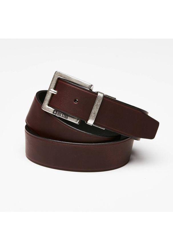 Big Star Accessories - Pasek męski Big Star, naturalna skóra licowa w ciemnobrązowym kolorze z metalową klamrą o matowym wykończeniu oraz klasyczną szerokością do codzienne. Kolor: brązowy. Materiał: skóra. Styl: casual, klasyczny