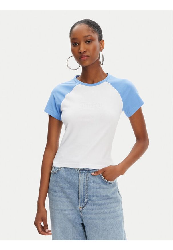 Juicy Couture T-Shirt Contrast JCWCT125307 Biały Slim Fit. Kolor: biały. Materiał: bawełna
