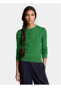 Polo Ralph Lauren Sweter 211891640021 Zielony Slim Fit. Typ kołnierza: polo. Kolor: zielony. Materiał: bawełna