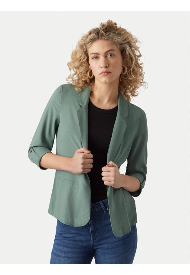 Vero Moda Marynarka Jesmilo 10279700 Zielony Regular Fit. Kolor: zielony. Materiał: len, wiskoza