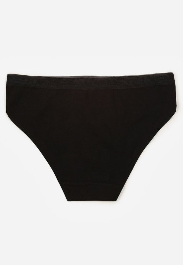 Renee - Czarne Majtki Figi z Bawełny z Napisem Love Adririn. Kolor: czarny. Materiał: bawełna. Wzór: napisy