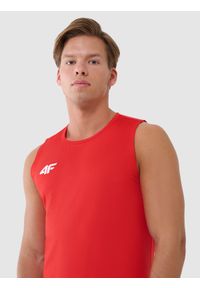 4f - 4F Tank top treningowy szybkoschnący męski - czerwony 3XL. Kolor: czerwony. Materiał: dzianina, włókno, syntetyk, materiał, elastan. Wzór: gładki, ze splotem, jednolity. Sport: fitness