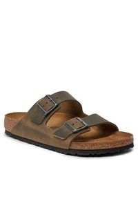 Birkenstock Klapki Arizona 1027022 Khaki. Kolor: brązowy. Materiał: skóra