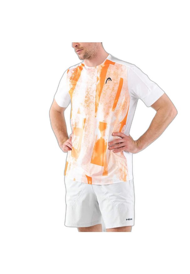 Koszulka z krótkim rękawem męska Head Tech. Kolor: pomarańczowy. Długość rękawa: krótki rękaw. Długość: krótkie. Wzór: nadruk, kolorowy