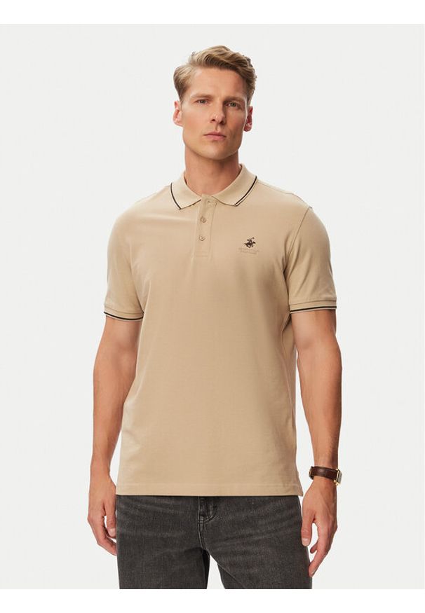 Beverly Hills Polo Club Polo P-SS26M-P42561 Beżowy Regular Fit. Typ kołnierza: polo. Kolor: beżowy. Materiał: bawełna