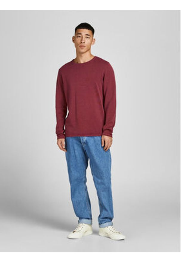 Jack & Jones Sweter Leo 12174001 Bordowy Regular Fit. Kolor: czerwony. Materiał: bawełna