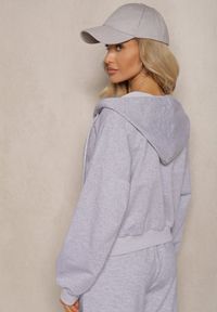 Renee - Szara Bluza Rozpinana z Wyszytą Emotką i Kapturem Cornoria. Kolor: szary. Materiał: dzianina #5