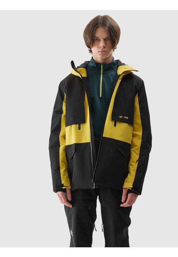4f - 4F Kurtka snowboardowa membrana 10000 męska - żółta XXL. Kolor: żółty. Materiał: poliester, materiał. Sezon: zima. Sport: snowboard